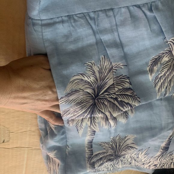 J Crew A Line Linen Lined Baby Blue Palm Tropical - Picture 8 of 8